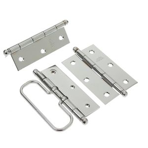 Dobradiça para Porta Camarão 3 x 2.1/2 pol. Aço Acabamento Cromo Acetinado União Mundial
