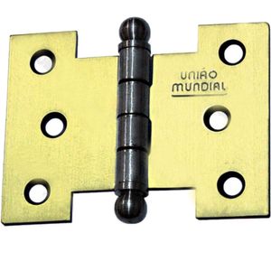 Dobradiça Palmela 4 pol. (100mm) Aço 02 unidades Acabamento Latonado Oxidado União Mundial