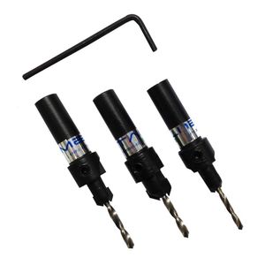 Escareador Cônico para Madeira Jogo com 03 Escareadores Haste 10mm Metali