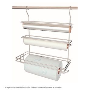Porta Rolos Triplo Aéreo 3001 330x380x170mm Inox Jomer