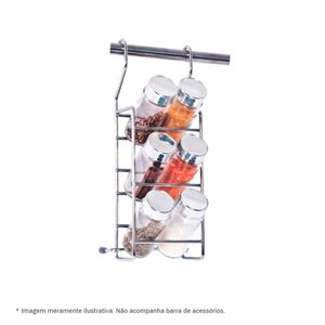 Porta Temperos 3031 Aéreo 06 Potes de Vidro 130x300x95mm Inox Jomer