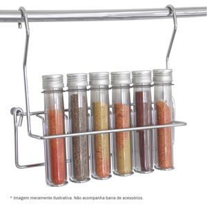 Porta Temperos 4540 Aéreo 06 Tubos Plásticos 260x235x75mm Cromado Jomer