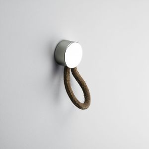 Puxador Ponto Fune Couro Marrom e Cromo Zen Design