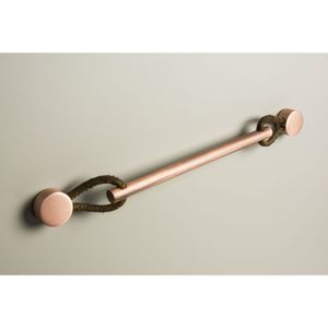 Puxador Oriente Couro 448mm Vecchio Cobre com Marrom Zen Design