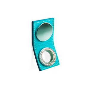 Puxador Garage Ponto Cromo e Couro Azul Zen Design