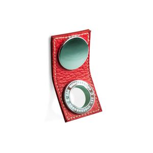 Puxador Garage Ponto Cromo e Couro Vermelho Zen Design