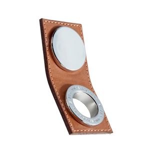 Puxador Garage Ponto Cromo e Couro Marrom Zen Design