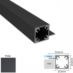 Perfil Alumínio Modular Link RM-284 Barra 03 metros Preto Rometal
