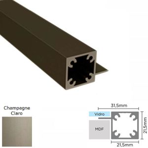 Perfil Alumínio Modular Link RM-284 Barra 03 metros Champagne Claro Rometal