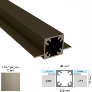 Perfil Alumínio Modular Link RM-311 Barra 03 metros Champagne Claro Rometal