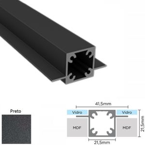 Perfil Alumínio Modular Link RM-311 Barra 03 metros Preto Rometal
