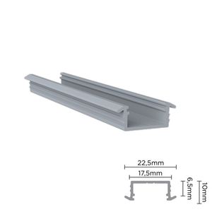 Perfil Alumínio Embutido para Fita LED RM-331 Barra 03 metros Natural Rometal