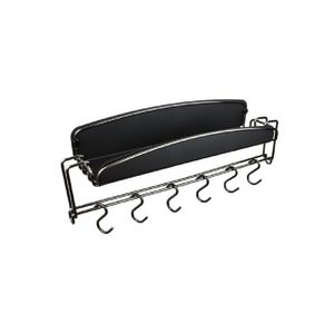 Porta Condimentos 2487 com 06 Ganchos 475x185x105mm Inox e Preto Masutti Copat