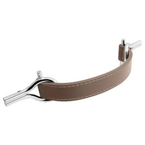 Puxador Alça Horses 192mm Cromo com Couro Marrom Zen Design