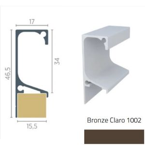 Perfil Puxador Alumínio Gola RM-176 para 15mm Barra 03 metros Bronze Claro 1002 Rometal