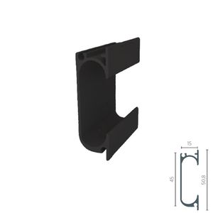Perfil Puxador Alumínio Cava RM-245 para 18mm Barra 03 metros Preto Rometal