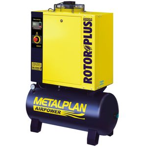 Compressor de Ar de Parafuso 12 Bar 24,9 PCM 100 Litros Rotor Plus R6 Metalplan 6,0 HP Trifásico 220V