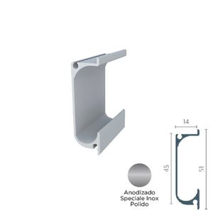 Perfil Puxador Alumínio Tipo Cava RM-246 para 18mm Barra 03 metros Inox Polido Rometal