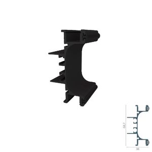 Perfil Alumínio Cava para LED 03 metros RM-248 Preto Rometal