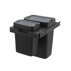 Lixeira Dupla Organize 6468 com Porta Acessórios 344x435x475mm Preta Masutti Copat