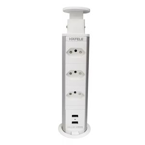 Torre de Embutir PowerPlug G4 com 03 Tomadas 20A e 02 USB-A Branca Hafele