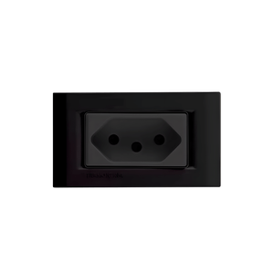 Mini Espelho de Embutir Série 10 com 01 Tomada 20A 67 x 43mm Preto QTMov