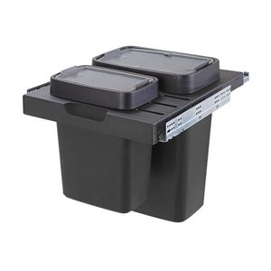 Lixeira Dupla Organize 6474 com Porta Acessórios 414x435x505mm Preta Masutti Copat