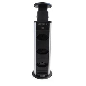 Torre de Embutir PowerPlug 3T com 03 Tomadas 20A Preta Hafele