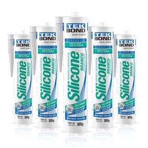 Kit 05 Silicone Base D'Água 305g Branco Tekbond