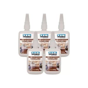 Kit 05 Adesivo Instantâneo 100g Moveleiro Tekbond