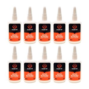 Kit 10 Adesivo Instantâneo 100g Multiuso Média Viscosidade Gasômetro Madeiras